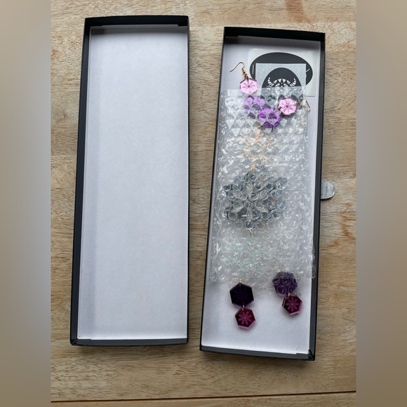 Indi City MAHKAKONAKOW Purple and Pink holiday statement earrings - Picture 13 of 17